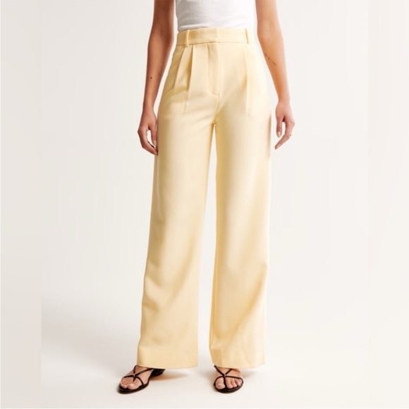 Abercrombie & Fitch Pants - ABERCROMBIE sloane tailored wide leg pant high rise butter yellow size 32